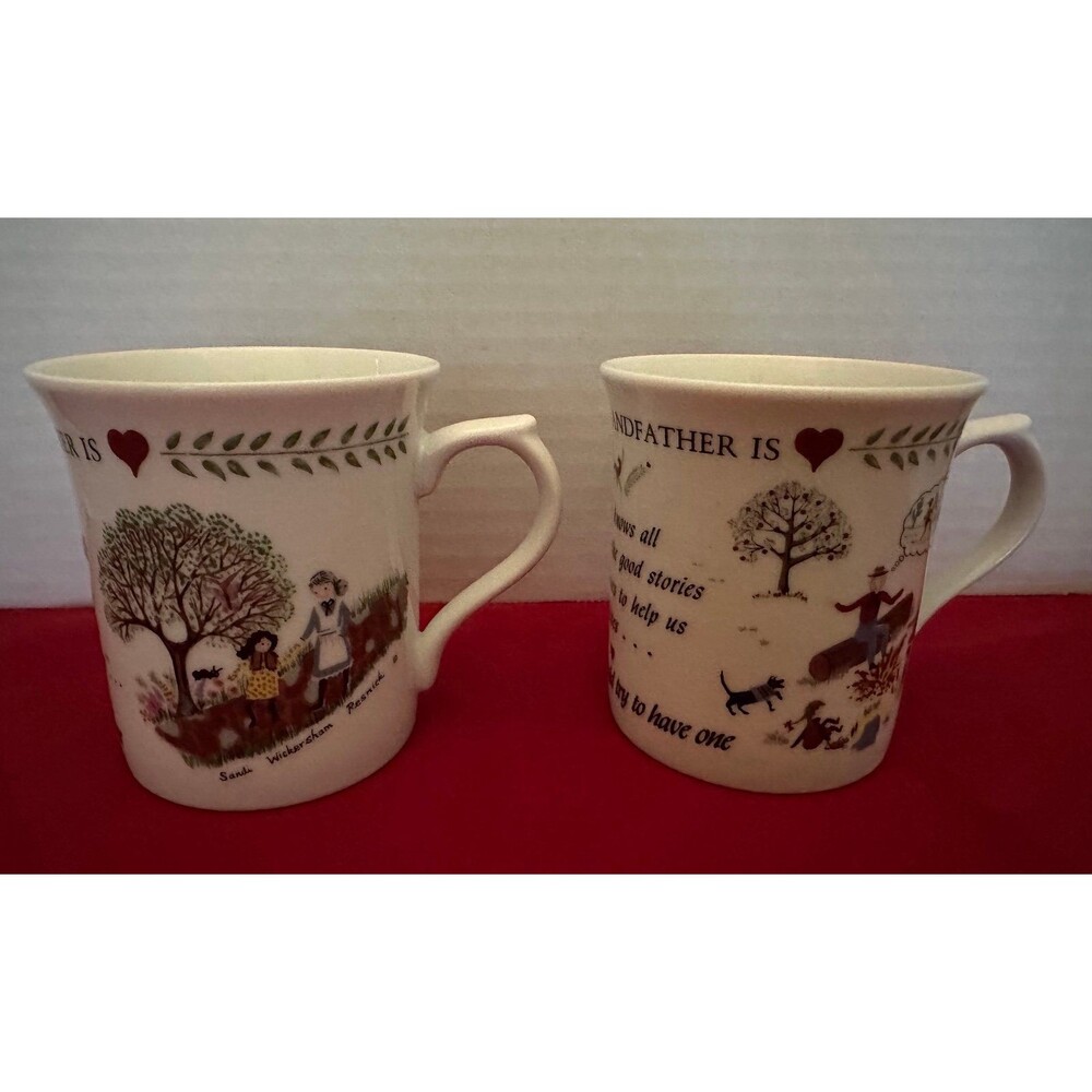 Set of 2 “What a Grandmother Is/What a Grandfather Is” Porcelain Mugs